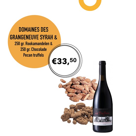 Grangeneuve La Truffière Syrah - Rookamandelen & Chocolade Pecan truffels