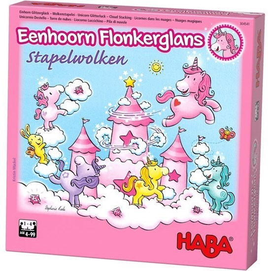 haba EENHOORN FLONKERGLANS STAPELWOLKEN spel 4+