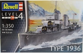 05141 revell GERMAN DESTROYER TYPE 1936 (boot) 1/350