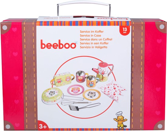BeeBoo Servies Blik Rode Stip in Koffer 13dlg 