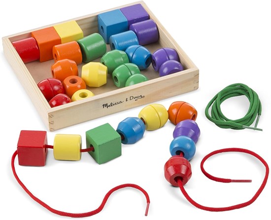 Melissa & Doug Grote Houten Kralen in Houten Kist 3+ 
