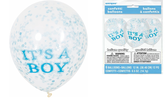 Confetti Ballonnen 6 Stuks 30cm It's A Boy 