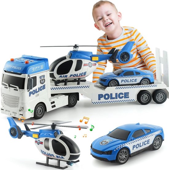 Police Truck met Helikopter met Licht en Geluid 4+ 