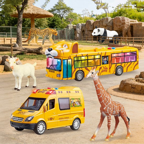 Safari Voertuigen set met Dieren en Licht en Geluid 3+ 