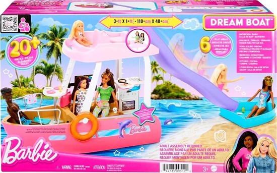 Barbie Droomboot Speelset met Barbie Meubels en Glijbaan 3+