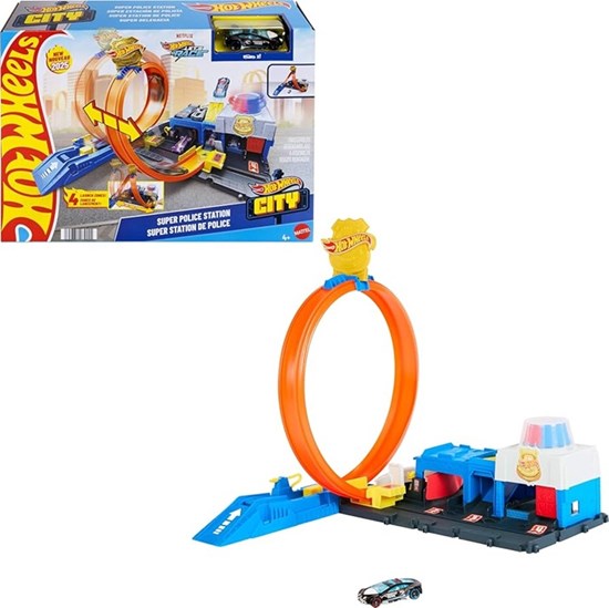 Hot Wheels Toy Car Track Set Super Police Station Playset 1:64 4+