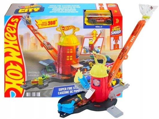 Hot Wheels Toy Car Track Set City Super Fire Station Rescue Playset 1:64 4+