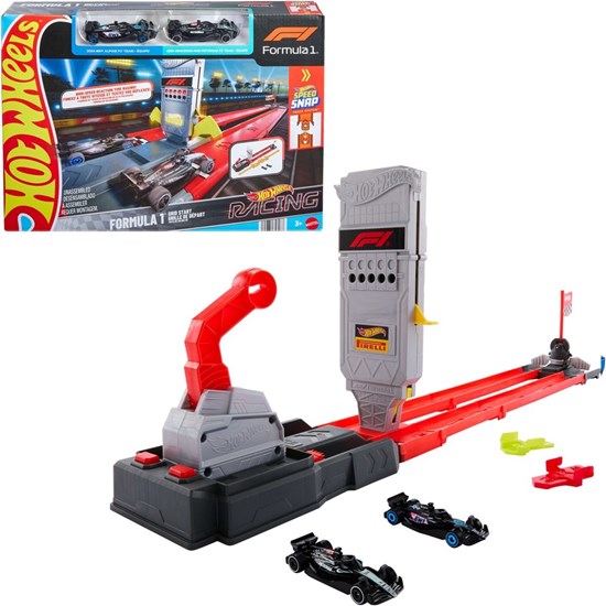 Hot Wheels Racing Formula 1 Startplaats Baanset en 2 metalen F1 auto's 3+ 