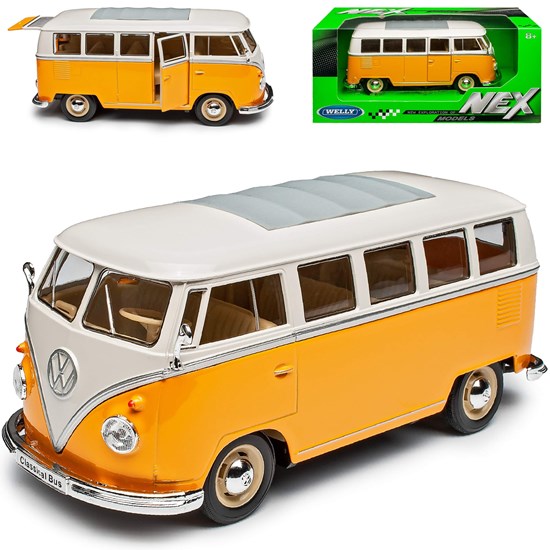 welly 1963 Volkswagen T1 Bus Geel/Beige schaal 1/18