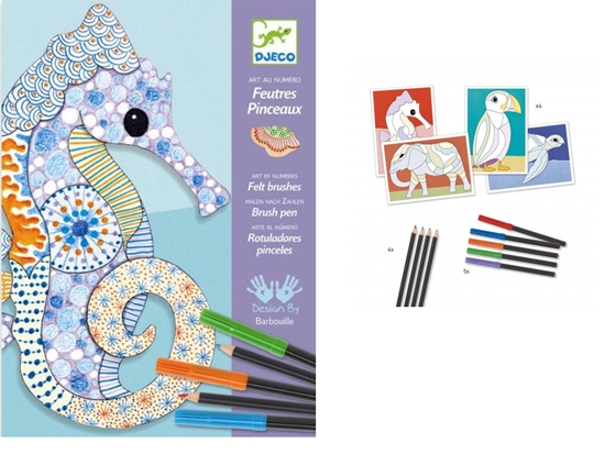 Djeco MOTIEFKUNST met VERFSTIFTEN 4stuks 7+ 
