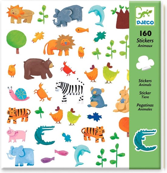 djeco Dieren Stickers papier 160stuks 4+ 