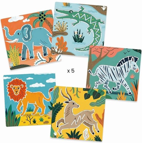 djeco 5 Wilde Dieren tekensjablonen 4+