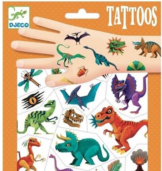 Djeco Club Dino Tattoo 2 Vellen met MEER dan 50 Tattoos set 3+ 
