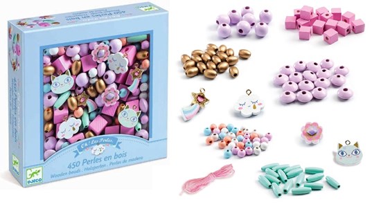 Djeco DIY Houten Kralendoos Regenboog Circa 400stuks 4+ 