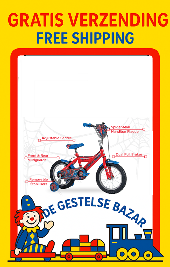 Marvel Spider Man 16" Fiets met Zijwielen 4-6 jaar  