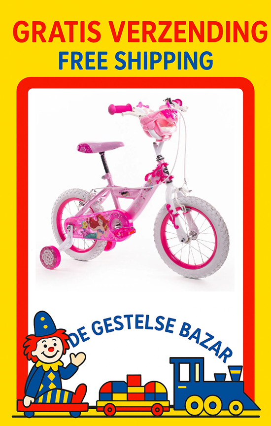 Disney Princess Kinderfiets met Zijwielen 14" Roze 