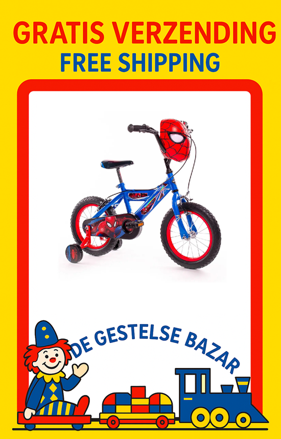 Spiderman Kinderfiets met Zijwielen 14" Blauw 