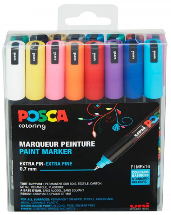 Posca Uni-ball Paint Marker extra fine 16stuks in Etui 