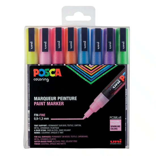 Posca Uni Stiften Sparkling Colors 0.9-1.3 mm Lijn 8stuks 