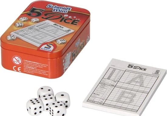 schmidt Yahtzee spel in Blikje 5+