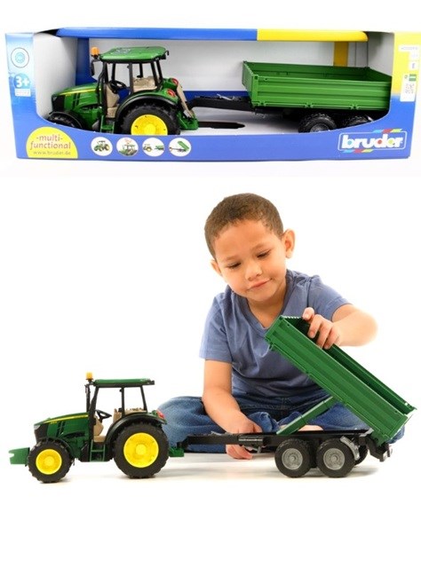 2108 Bruder John Deere 5115M Tractor met Aanhanger 3+ 