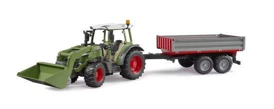 2182 Bruder Fendt Vario 211 Tractor met Frontlader & Aanhanger 3+ 