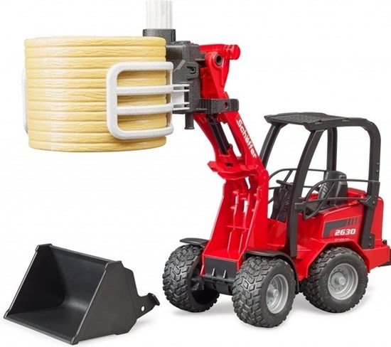 2192 Bruder Schäffer Mini Grijplader 2034 met Hooibaal 1/16 4+