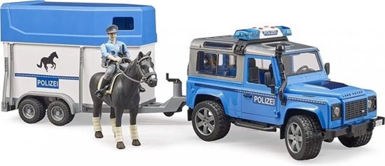 02588 Bruder Land Rover Defender Polizei met Paardentrailer 3+ 