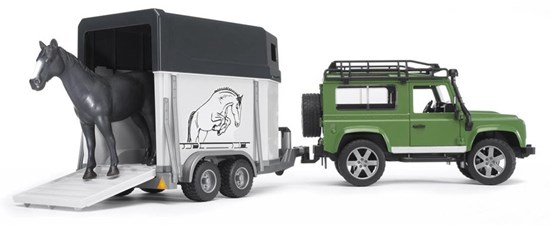 2592 Bruder Land Rover Defender met Paardentrailer