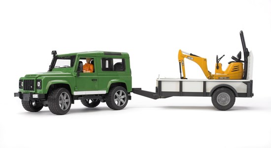 2593 Bruder Land Rover met Trailer en Graafmachine 3+ 