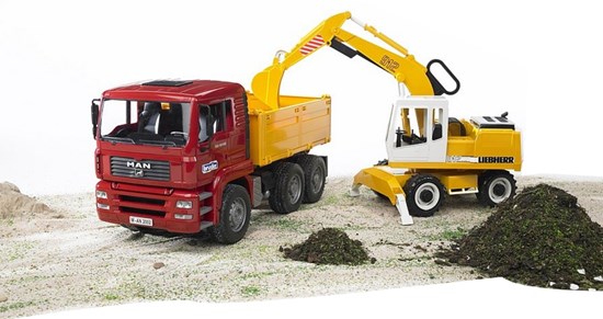 02751 Bruder MAN TGA Kiepwagen met Graafmachine 3+ 