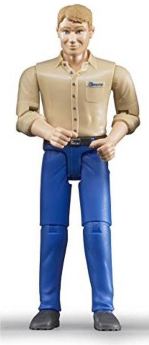60006 Bruder Stoere Man met Blauwe Broek en Beige Hemd 3+ 