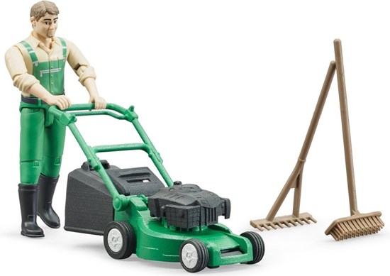 62103 Bruder Bworld Tuinman met Grasmaaier & Accessoires 4+  