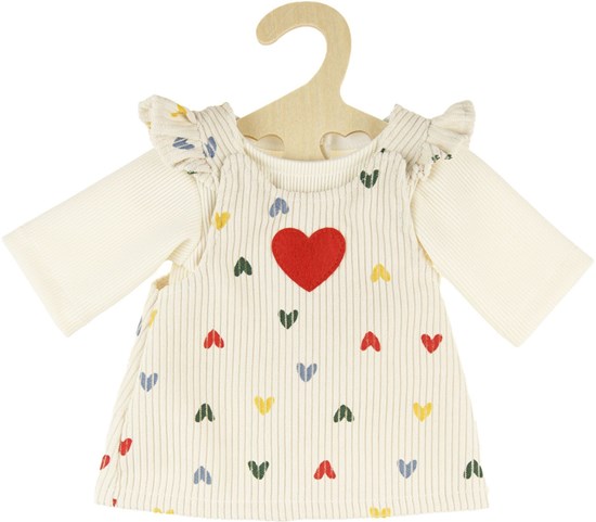 Heless Poppenkleding Ribfluwelen Jurk Hartjesconfetti, 35-45 cm 
