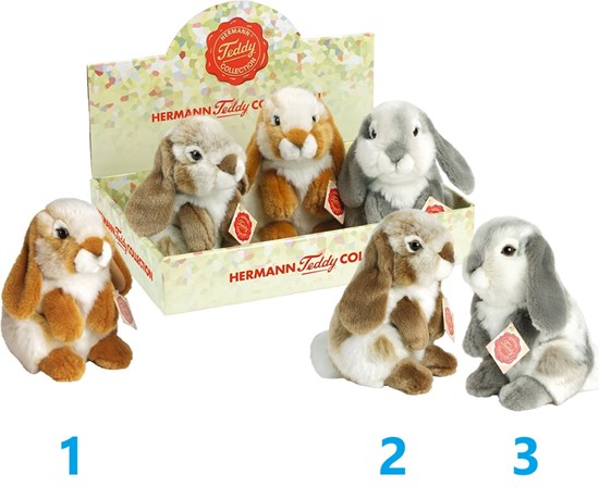 Teddy Hermann Pluche Zittende Haas Stampertje circa 19cm ass.kleuren 