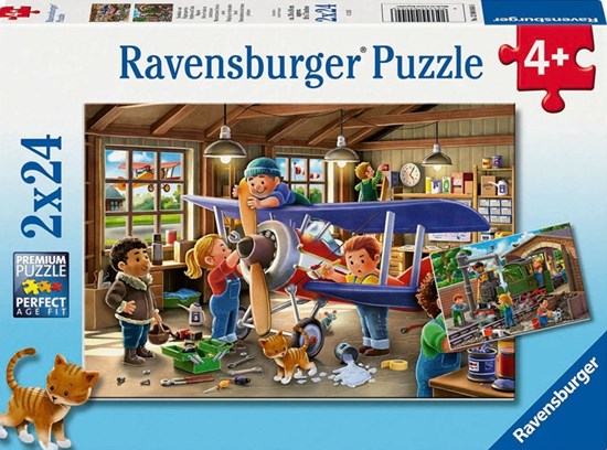 Vliegtuig en Trein Onderhoud puzzel 2x24stukjes 4+ 