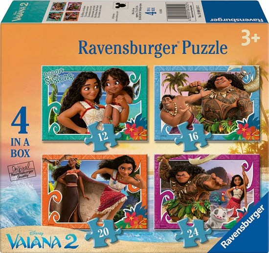 Vaiana 2 Een Oceaan,Een Hart 4in1 puzzels 12,16,20 & 24stukjes 3+ 