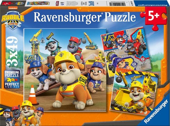 3in1 Box Puzzel Paw Patrol Bouwvoertuigen 3 x 49 Stukjes 5+ 