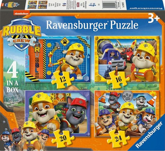Paw Patrol Hard aan het Werk 4in1 Puzzel 12,16,20 & 24 stukjes 3+