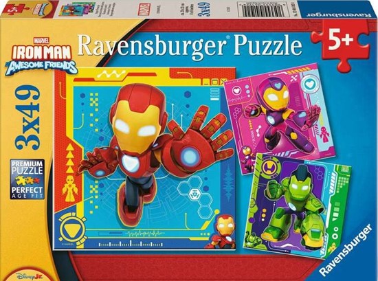 3in1 Box Puzzel Marvel Iron Man Awesome Friends 3 x 49 Stukjes 5+ 