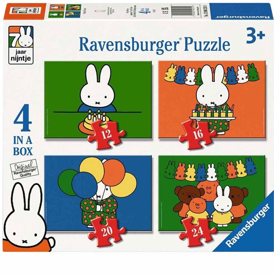 4in1 Box Puzzel Nijntje 70 Jaar 12,16,20 & 24 Stukjes 3+ 