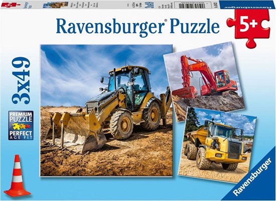 Puzzel 3in1 Bouwmachines aan het Werk 49stukjes 5+ 