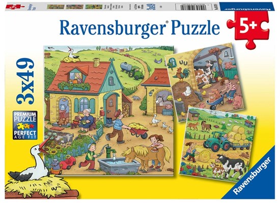 Puzzel 2in1 Op de Boerderij puzzel 3x49 stukjes 5+ 
