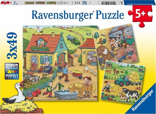 Puzzel 2in1 Op de Boerderij puzzel 3x49 stukjes 5+ 
