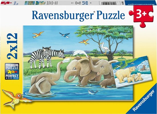 Jonge Dieren Uit de Hele Wereld puzzel 2x12stukjes 3+ 