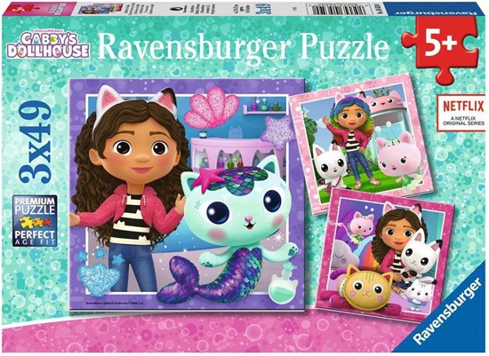 ravensburger Gabby's Dollhouse 3in1 puzzel 3x49stukjes 5+  
