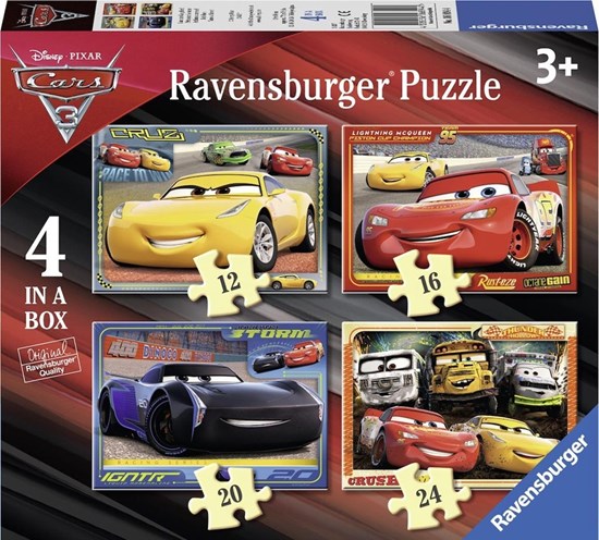 Cars 4in1 Puzzel 12,16,20 & 24 stukjes 3+ 