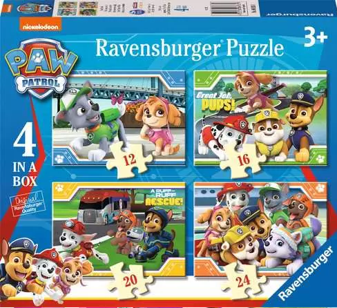 Paw Patrol 4in1 puzzel 12,16,20 & 24stukjes 3+  