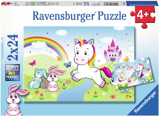 Sprookjesachtige Unicorns 2in1 Puzzelset 2x24stukjes 4+ 