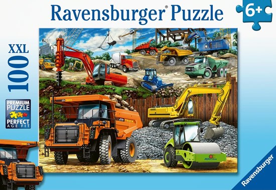 Bouwvoertuigen puzzel 100 XXL Stukken 6+ 
